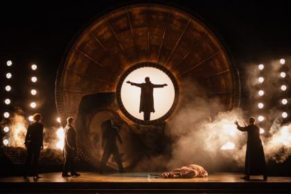 Tosca (Natalya Romaniw) about to jump, spectacularly