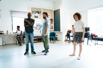 The cast in rehearsal for 'Amsterdam'