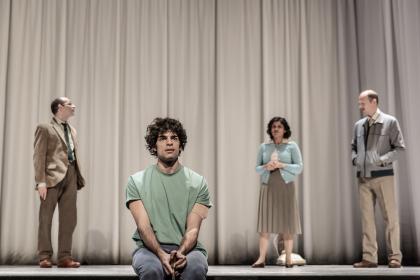 Clinical environment: Zubin Varla, Ethan Kai, Syreeta Kumar and Robert Fitch in 'Equus'.