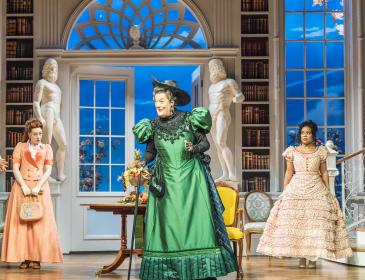 Dress sense: Kitty Hawthorne, Stephen Fry and Jessica Whitehurst in ‘The Importance of Being Earnest’.