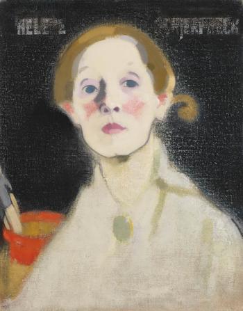 Helene Schjerfbeck, Self-portrait, Black Background, 1915