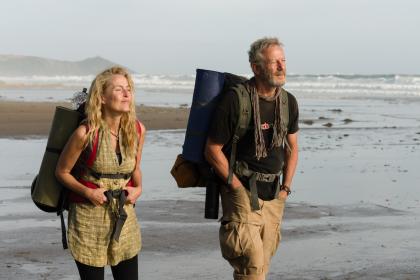 A short walk on the south-west coast: Gillian Anderson as Ray and Jason Isaacs as Moth