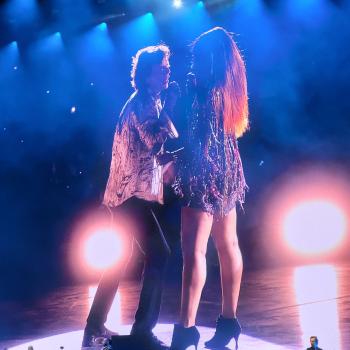 Out of the park: Mick Jagger with Sasha Allen during 'Gimme Shelter'