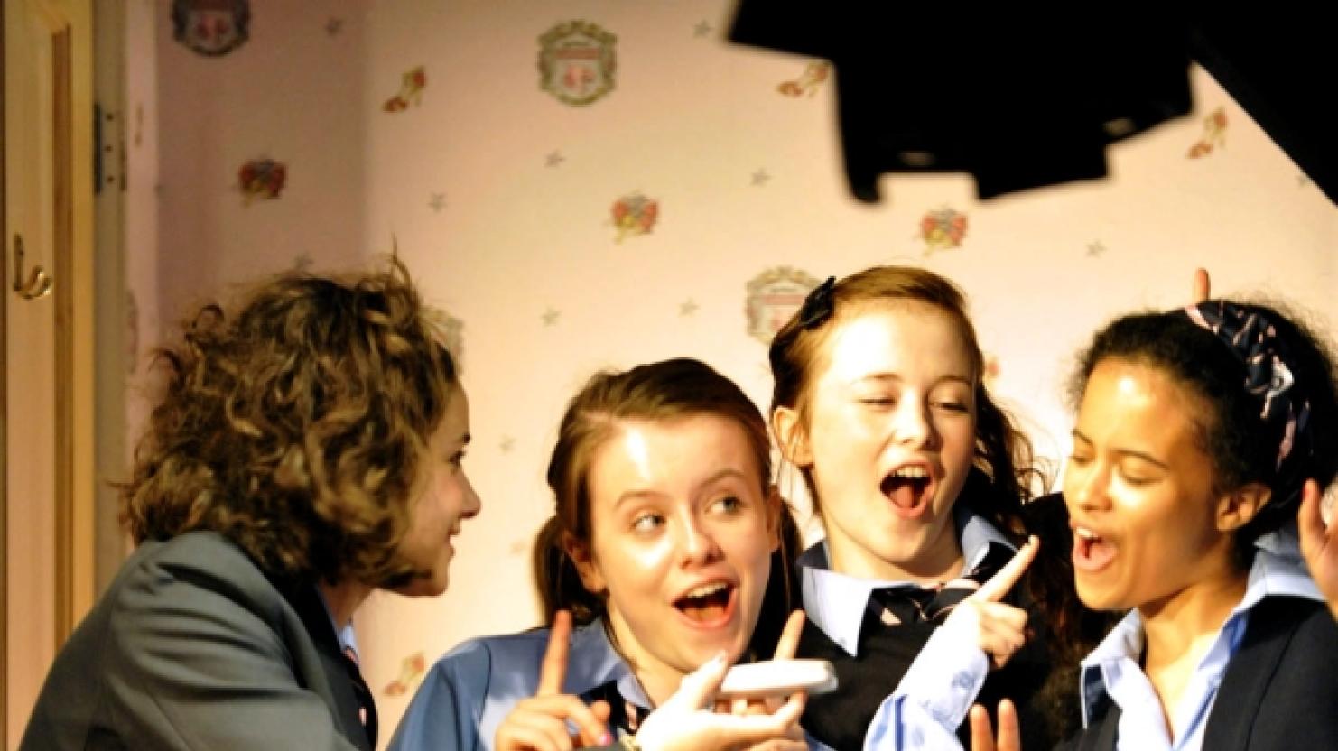 Girls just wanna have fun: Shannon Tarbet (second from right) in a scorching stage debut