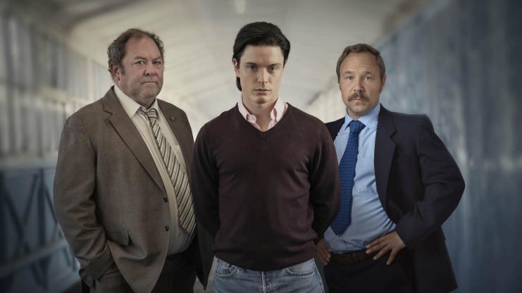 From left: Mark Addy as DS Stan Jones, Freddie Fox (Jeremy Bamber) and Stephen Graham (DCI Taff Jones)