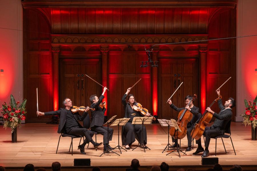 Quatuor Ebene and Kian Soltani. Credit Simon Weir / Classical Media