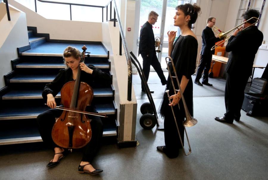 Players of the OAE before the Berlioz 'Symphonie fantastique'
