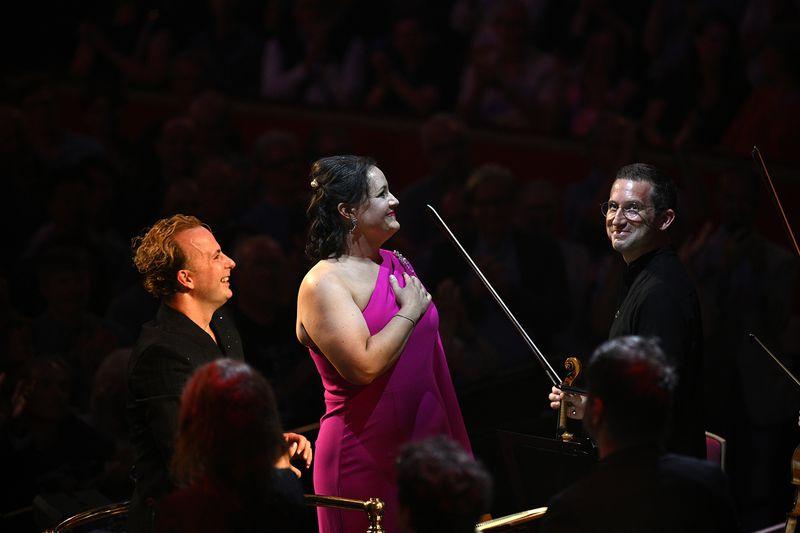 Yannick Nezet-Seguin, Elza van den Heever and Met Orchestra leader Benjamin Bowman