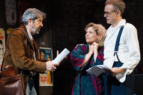 Rolf Saxon as Director Adrian, MyAnna Buring as She, Patrick Kennedy as He in Stage Kiss 