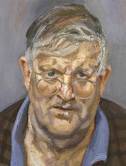 David Hockney, 2002, Lucian Freud, Oil on canvas © The Lucian Freud Archive. All Rights Reserved 2026 / Bridgeman Images,&nbsp;Lent by a private collection