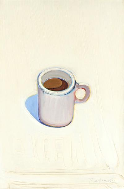 Wayne Thiebaud, Cup of Coffee, 1961, Oil on canvas, 45.7 x 30.5cm, Manetti Shrem Museum of Art © Wayne Thiebaud/VAGA at ARS, NY and DACS, London 2025. Image: Courtesy of The Fine Arts Collection, Jan Shrem and Maria Manetti Shrem Museum of Art, University of California, Davis. Photographer: M. Lee Fatherree