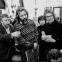 Harrison Birtwistle, John Tomlinson, designer Alison Chitty and librettist David Harsent during discussions about 'Gawain', 1991