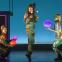 Papageno (Quirijn De Lang) and "young ones" (Llinos Haf Jones and Sophie Williams)