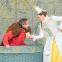 Basket case: George Fouracres as Falstaff and Emma Pallant as Mistress Page