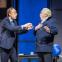 Sandy Grierson as Fred Goodwin and Brian Cox as the spirit of Adam Smith in James Graham's 'Make It Happen'