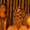 Aumerle (Ayesha Dharker), Richard II (Adjoa Andoh) and the Queen (Leila Farzad)