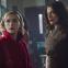 Kiernan Shipka as Sabrina (left), with Michelle Gomez as Madam Satan