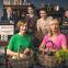 Nation of shopkeepers: Polly Samson and Sara Cox with the Ardern family