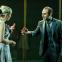 Lydia Wilson as the Duchess of Malfi fatefully woos her steward Antonio (Khalid Abdalla)