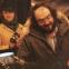Leon Vitali hovering behind Stanley Kubrick on the set of The Shining