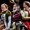 Falstaffian frolics: Christopher Benjamin flanked by Serena Evans and Sarah Woodward