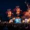 Four giant Axl Roses enjoy the fireworks