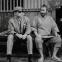Director Akira Kurosawa, left, with Toshiro Mifune on the set of their final film together, 'Red Beard'