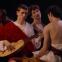 A Caravaggio moment: Harris Dickinson, centre, riffs on 'The Musicians'
