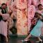 Susanne Dymott and Jenny Stafford, as stepsister Tisbe's Tisbe, have a ball with Nicholas Merryweather's Alidor and Benjamin Durrant's Dandini