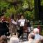 The Solem Quartet (left to right: William Newell, Stephen Upshaw, Amy Tress and Stephanie Tress) and clarinettist Anthony Friend play Brahms